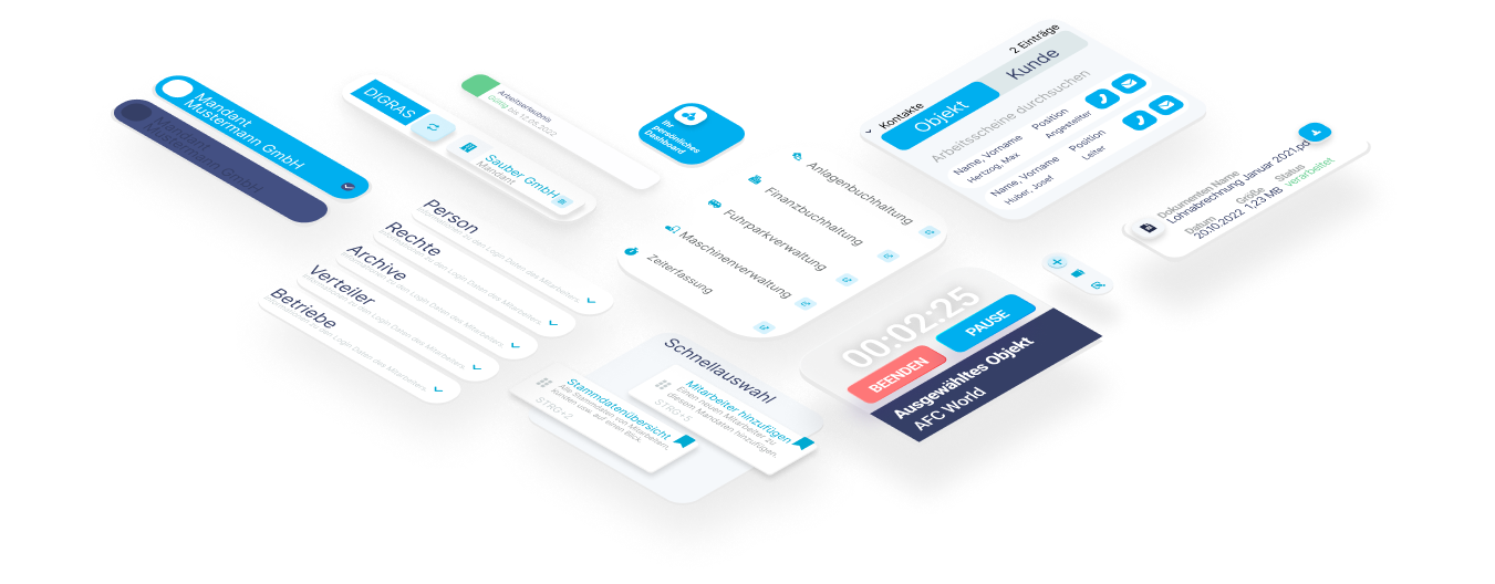 Benutzeroberfläche von Digras